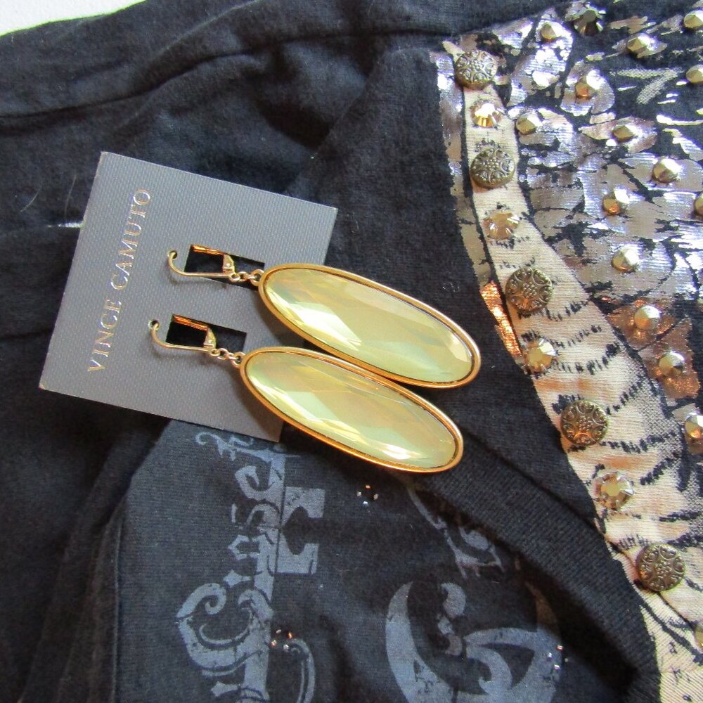 Vince Camuto Yellow Gold Stone Drop earring